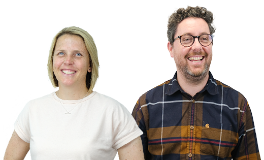 image showing two members of the DJS market-research team.